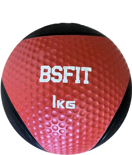 BSFIT® Balón Medicinal de Goma Pro – 1 kg Potencia Tus Rutinas con Esta Pelota con Rebote Medicinal - Balón Antideslizante para Levantamiento