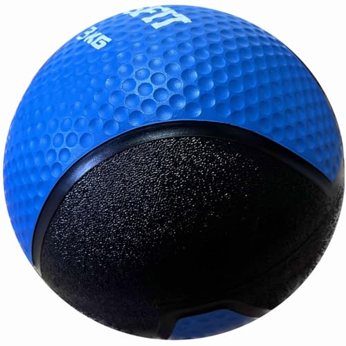 BSFIT® Balón Medicinal de Goma Pro –3 kg Potencia Tus Rutinas con Esta Pelota con Rebote Medicinal - Balón Antideslizante para Levantamiento