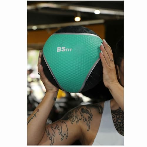 BSFIT® Balón Medicinal de Goma Pro –3 kg Potencia Tus Rutinas con Esta Pelota con Rebote Medicinal - Balón Antideslizante para Levantamiento