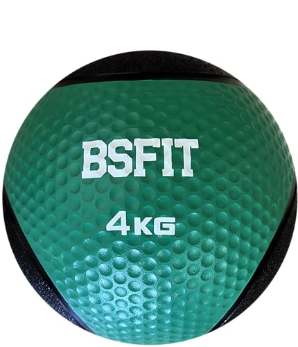 BSFIT® Balón Medicinal de Goma Pro – 4 kg Potencia Tus Rutinas con Esta Pelota con Rebote Medicinal - Balón Antideslizante para Levantamiento