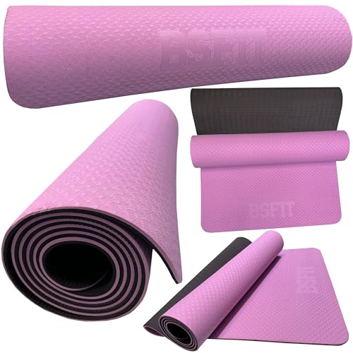 BSFIT® Esterilla Deporte, Yoga, Pilates, colchonetas Ejercicios. Es ideal para realizar deporte en casa, yoga mat, esterilla yoga antideslizante, TPE ecologico (6 mm)