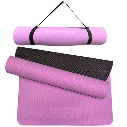 BSFIT® Esterilla Deporte, Yoga, Pilates, colchonetas Ejercicios. Es ideal para realizar deporte en casa, yoga mat, esterilla yoga antideslizante, TPE ecologico (6 mm)