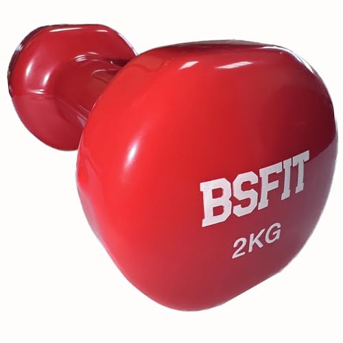 BSFIT® Juego de 2 Mancuernas Antideslizantes de vinilo, de 2 kg con Diseño Hexagonal Anti-Rodadura, Ergonómicas, Pesas y mancuernas para Gimnasio en Casa