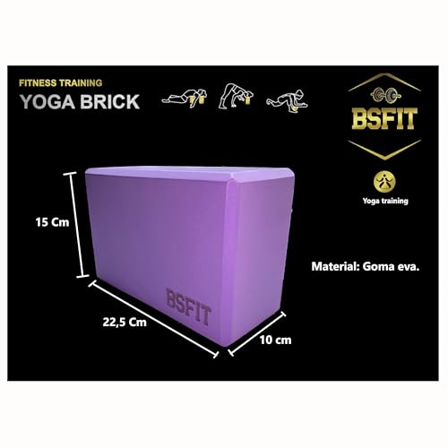 BSFIT® Kit Premium Yoga Pilates Incluye 1 Esterilla TPE de 4mm + 1 Cinta Estiramiento + 2 Bloques Bricks Ladrillos