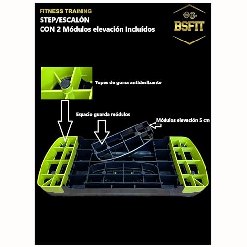 BSFIT® Step de Aeróbic Plataforma Steps Fitness Casa Banco Fitness para Ejercicio Yoga Adecuado Gimnasio Exterior, Antideslizante, Carga 250kg