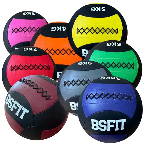 BSFIT Wall Ball 4 kg Pelota Ideal para Ejercicios de Functional Fitness, fortalecimiento y tonificación Muscular - Agarre Antideslizante Workout, Balon Medicinal