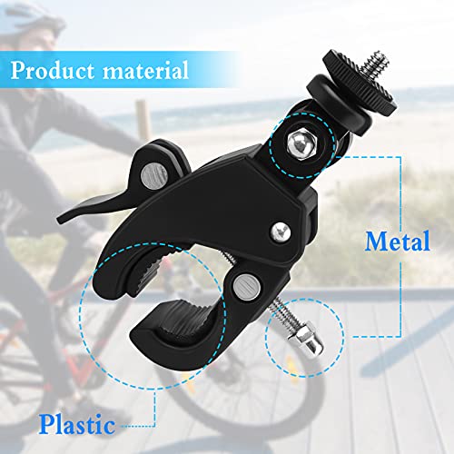 Bubuyun 3PCS Abrazadera Cámara Soporte Cámara Bicicleta Abrazadera 1/4 Soporte Cámara Bicicleta Manillar Soporte Monitor Camara Clamp Cámara para Deportes DV, Esquí, Ciclismo y Remo Flash