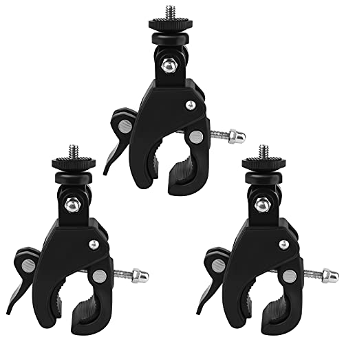 Bubuyun 3PCS Abrazadera Cámara Soporte Cámara Bicicleta Abrazadera 1/4 Soporte Cámara Bicicleta Manillar Soporte Monitor Camara Clamp Cámara para Deportes DV, Esquí, Ciclismo y Remo Flash