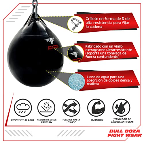 Bull DOZA Fight Wear Basic Line 53kg - Bolsa de Boxeo de Agua, Resistente, Impermeable, Varios tamaños