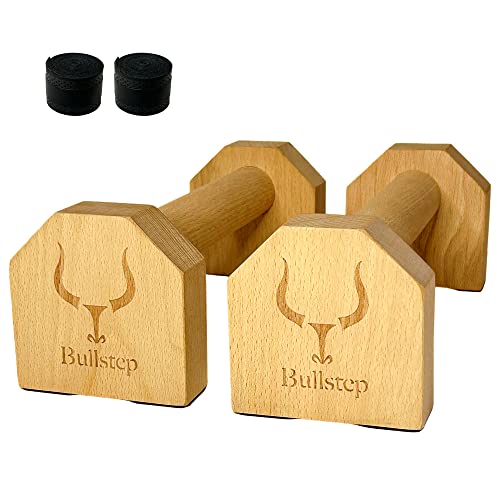 Bullstep Barras Paralelas Calistenia Madera Portables, Barra flexiones Baja Push Up, Agarres Paralelos Antideslizantes Para Gimnasia Fitness Yoga, Accesorios Crossfit