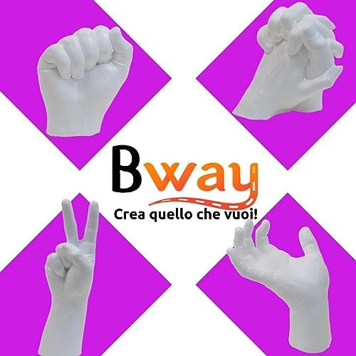 BWAY Molde para Manos Pareja - Alginato para Moldes - Regalo San Valentín - Kit Escultura Manos - Regalo Muy Originale para tu Novia - Muy Fácil de Realizar - Istrucciones Multilingües Incluidas