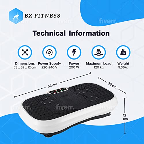 BX Fitness - Placa vibratoria Fitness 3D Blanco