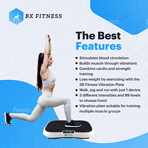 BX Fitness - Placa vibratoria Fitness 3D Blanco