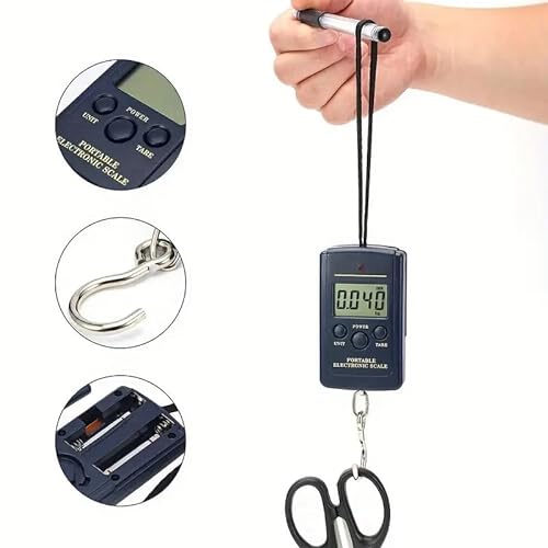 CABLEPELADO Bascula Digital LCD de mano para colgar equipaje, Báscula Portátil para Equipaje, Báscula Portátil para Equipaje, Capacidad de peso 40Kg, Precisión 10g, Pantalla LCD, Medidas en Kg y Lb