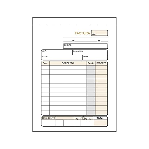 CABLEPELADO Talonario facturas | Libro de factura | Factura simplificada | Sin copia | Papel litográfico | Encolados con matriz de corte | Tamaño A6 - (14.8 cm x 10.5 cm) | Castellano | 80 hojas
