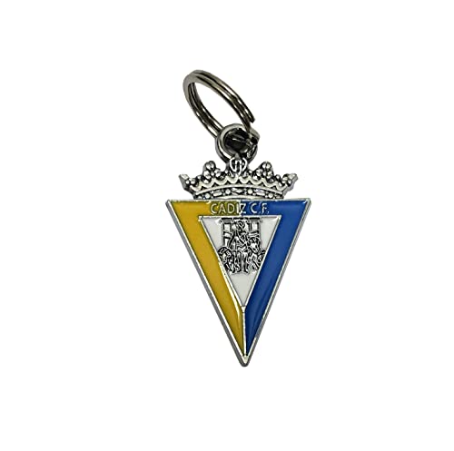 CÁDIZ CF - Chapa Identificativa para Perro, Placa para Grabar de Identificación, Personalizada del Cádiz, para Mascotas, Color Plata, Azul y Amarillo, Producto Oficial de (CyP Brands).