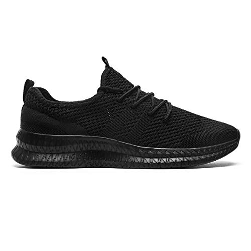 CAIQDM Zapatillas Hombre Deportivas Running Bambas De Exterior Tenis Deportes Zapatos Transpirables Casual Correr Gimnasio Sneaker Negro 45 EU