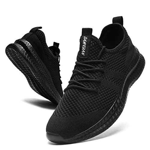 CAIQDM Zapatillas Hombre Deportivas Running Bambas De Exterior Tenis Deportes Zapatos Transpirables Casual Correr Gimnasio Sneaker Negro 45 EU