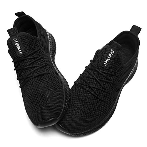 CAIQDM Zapatillas Hombre Deportivas Running Bambas De Exterior Tenis Deportes Zapatos Transpirables Casual Correr Gimnasio Sneaker Negro 45 EU