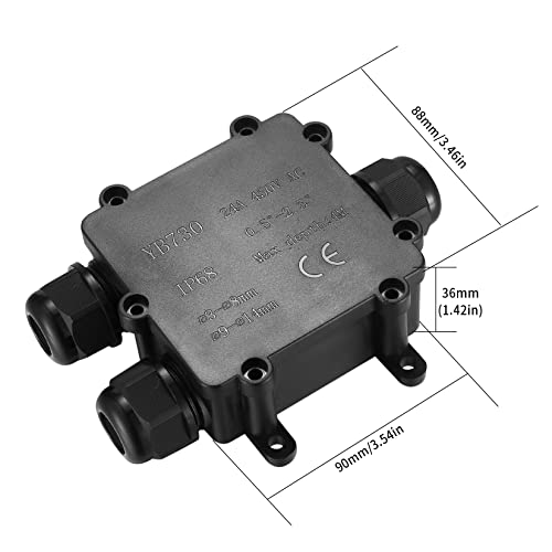 Caja de Conexiones IP68 Impermeable, 3 Vías Cajas de Empalmes Estanca Exterior Electrica, Conectores de Cable PA9 para Diámetro Cable 3-8mm y 9-14mm