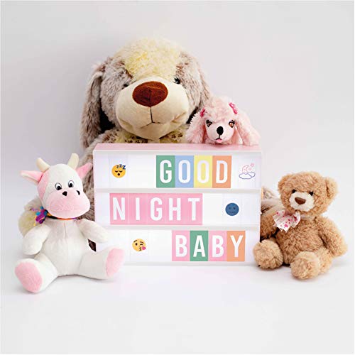 Caja de Luz A4 Rosa con 400 Letras, Divertidos Emojis y 2 Rotuladores | Ñ y Ç Incluidas| Cartel Luminoso LED Ideal para Decoración Hogar, Habitación, Oficina | Regalo Original para Niñas, Mujeres