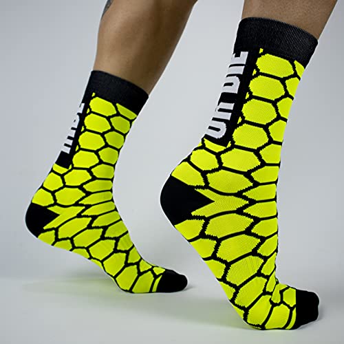 Calcetines de Ciclismo compresivos con Refuerzo en prepuntera. Edición Limitada. (Ride OR Die Amarillo, 37-39)