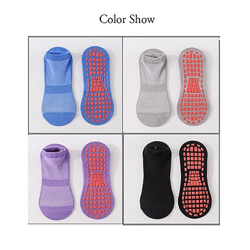 Calcetines de yoga con agarre para mujeres y hombres, 4 pares de calcetines de pilates antideslizantes para barra, danza, ballet, entrenamiento con soporte para el arco, 36-42 Große