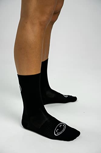 Calcetines Deportivos 100% Técnicos Happy Basics Black Talla M, transpirables, termorreguladores, talón y puntera reforzado, perfectos para running, crossfit, ciclismo, gimnasio, pádel