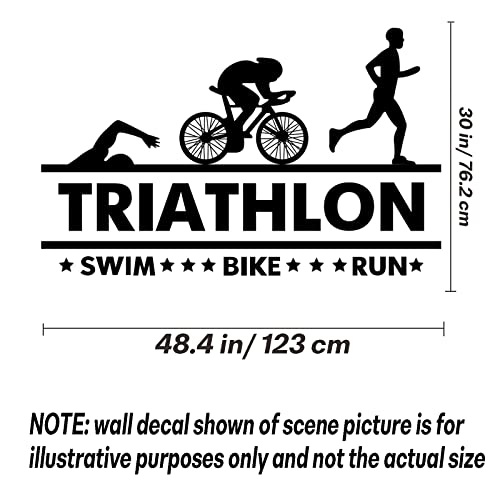 Calcomanías de pared deportivas de triatlón para bicicleta, natación, correr, deportes, para pared, extraíble, bricolaje, salud, fitness, arte, papel pintado para gimnasio, sala de juegos, dormitorio