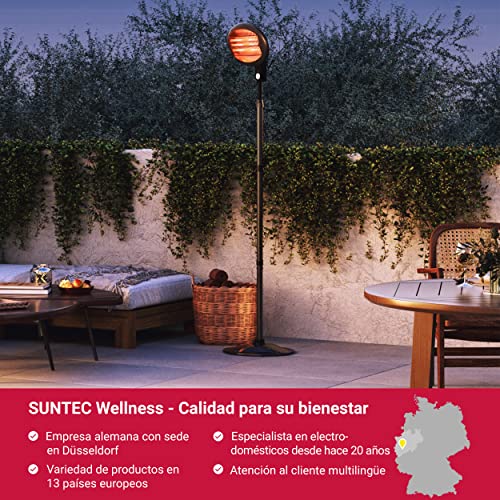 Calefactor radiante SUNTEC Night Sun | Calefactor exterior 2000 vatios | Calefacción eléctrica | Calefactor infrarrojo con soporte telescópico para balcón y terraza | Calefacción de cuarzo giratoria