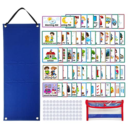 Calendario Visual niños, rutinas niños, Calendario Pared con 35 Tarjetas, Horario Visual para guardería Preescolar Escuela hogar, Tablero educativa para Comportamiento Tareas Recompensa