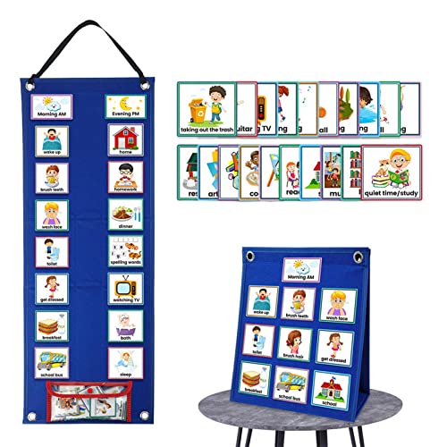 Calendario Visual niños, rutinas niños, Calendario Pared con 35 Tarjetas, Horario Visual para guardería Preescolar Escuela hogar, Tablero educativa para Comportamiento Tareas Recompensa