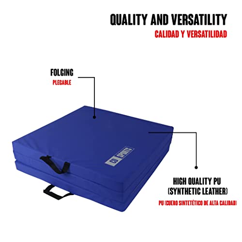 Calma Dragon 85620, Colchoneta Plegable Gimnasia Espuma PU Impermeable Alfombra de Protección en 3 Paneles Plegables 60x180x5cm Resistente Antideslizante Compacta Ligera para Yoga, Pilates (Azul)