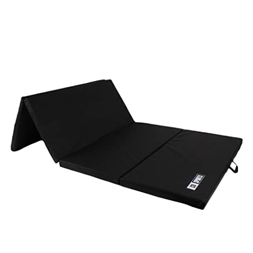 Calma Dragon 85622, Colchoneta Gimnasia, Espuma PU, Impermeable, Alfombra de Protección en 4 Paneles Plegables, Resistente, Antideslizante, Compacta, Ligera, para Yoga, Pilates (Negro, 196x100x5cm)