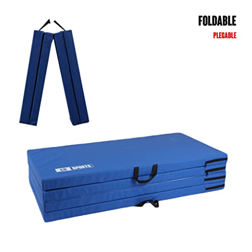 Calma Dragon 85622, Colchoneta Gimnasia, Espuma PU, Impermeable, Alfombra de Protección en 4 Paneles Plegables, Resistente, Antideslizante, Compacta, Ligera, para Yoga, Pilates (Azul, 196x100x5cm)