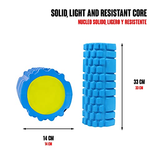 Calma Dragon, Foam Roller solid core, 89891, Rodillo de Masajes para Fitness, Yoga, Pilates, Masajes de Espalda, Masajeador Miofascial, Rodillo de Espuma, Mejora la Circulación sanguínea (Azul)