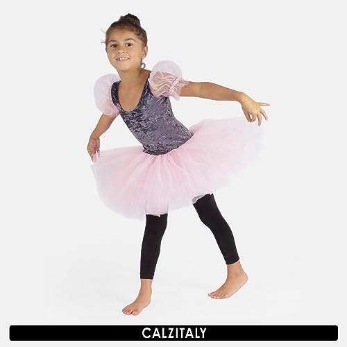 CALZITALY PACK 1 o 2 PARES - Leggings de danza para bebés, Leggings de ballet, Leotardos de ballet, Negro, Rosa, 4-6, 8-10, 12-14 años, 60 Den, Made in Italy (8-10 Años, Negro)