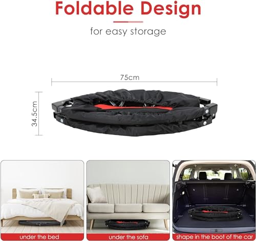 Cama elástica de interior de 101 cm de diámetro, plegable, para adultos y niños, capacidad de carga de 150 kg, altura de pasamanos ajustable, entrenamiento de resistencia, color negro