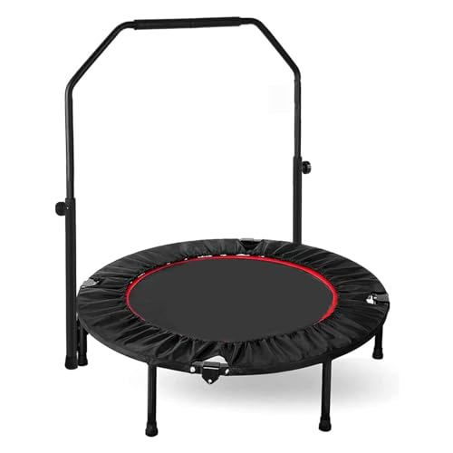 Cama elástica de interior de 101 cm de diámetro, plegable, para adultos y niños, capacidad de carga de 150 kg, altura de pasamanos ajustable, entrenamiento de resistencia, color negro