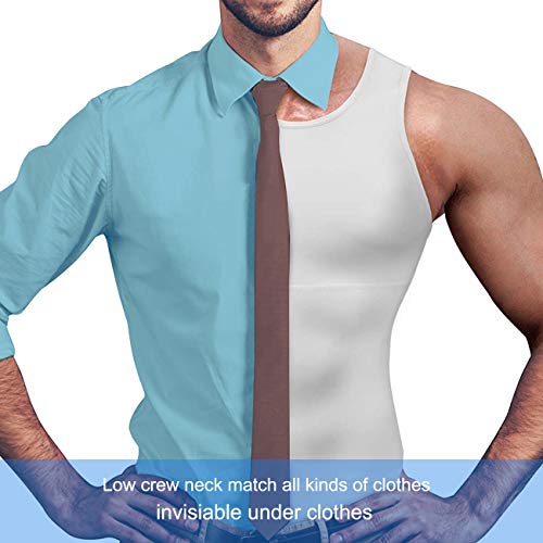 Camiseta Reductora Hombre Compresión, Camisetas Interiores Tirantes, Fajas Moldeadora Adelgazantes - Alta Elasticidad para Comprimir Pecho Abdomen y Cintura (Blanco, 3XL)