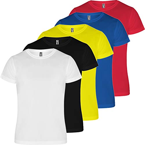 Camiseta técnica Hombre | Pack 5 | Tejido técnico para Deporte | Transpirable | Running, Fitness, Fútbol, Padel (Combinación 1, XL)