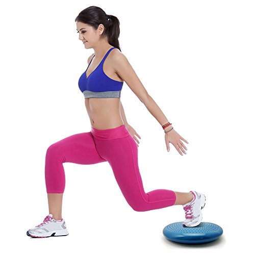 CampTeck U6765 Cojin Equilibrio Disco Vestibular Inflable con Bomba Mejorado de Mano para el Entrenamiento del Balance, Agilidad, Gimnasio, Yoga, Sentada Cómoda etc - Azul, 32cm