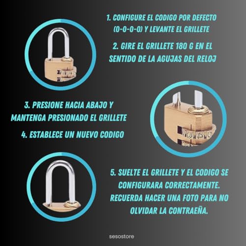 candado combinacion. candado taquilla - candado seguridad 4 digitos - candado numerico con clave de seguridad - candado taquilla gimnasio - candado maleta viaje, cajones, gym (1 unidad, negro)