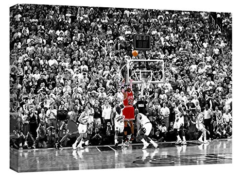 canvashop Cuadros modernos Salón Michael Jordan 50 x 35 cm Last Shot Nba Cuadro sobre lienzo impresiones de pared blanco y negro decoración del hogar