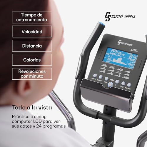 Capital Sports Bicicleta Estatica Eliptica para Casa, Bici Elíptica Magnética para Mujeres y Hombres, Máquina de Abdominales con Soporte para Tablet y Pantalla LCD