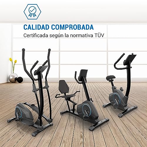 Capital Sports Helix Air - Bicicleta elíptica, Volante de inercia 12kg, 24 Niveles, Correa de tracción, Pulsómetro, Soporte Tableta, Certificación TÜV, Tecnología MagResist, hasta 120kg, Granito