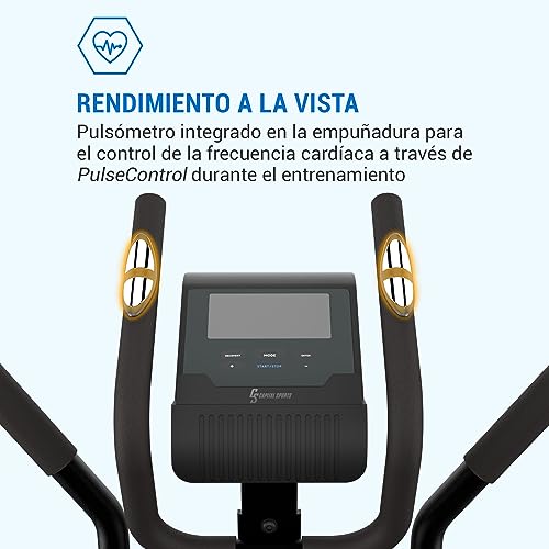 Capital Sports Helix Air - Bicicleta elíptica, Volante de inercia 12kg, 24 Niveles, Correa de tracción, Pulsómetro, Soporte Tableta, Certificación TÜV, Tecnología MagResist, hasta 120kg, Granito