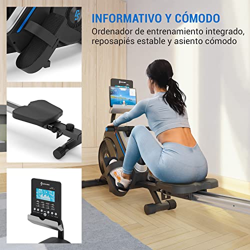 Capital Sports Maquina de Remo Magnética para Casa, Aparatos para Hacer Ejercicio Plegable, Rowing Machine 8 Niveles de Resistencia, Remo Fitness con Pantalla LCD, Rodillos para Proteger el Suelo