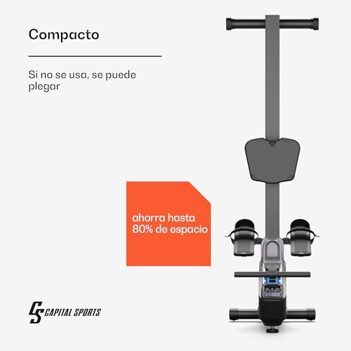 Capital Sports Maquina de Remo Plegable para Casa, Aparatos para Hacer Ejercicio Casa, Maquina Gimnasio 16 Niveles de Resistencia y Altura Ajustable, Remo Fitness con Pantalla LCD