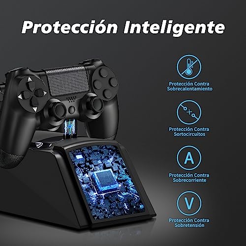 Cargador Mando PS4, Tihokile Estación de Rápida Carga para Controlador PS4 / Ps4Pro / Ps4 Slim, Muelle de Carga Dual con Indicador LED y Cable USB